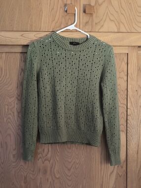 J.Crew Olive Green Sweater (100% Cotton, Style #J6306)